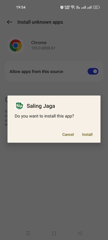 Dialog: Do you want to install this app? Saling Jaga