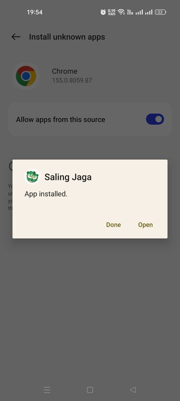 Dialog: App installed